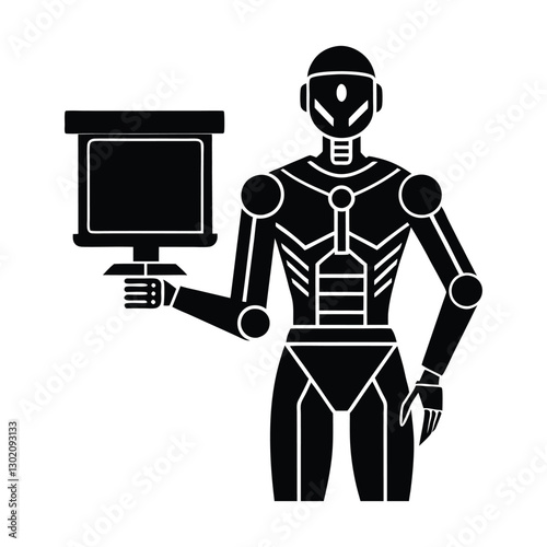  futuristic ai powered humanoid tea vector art
