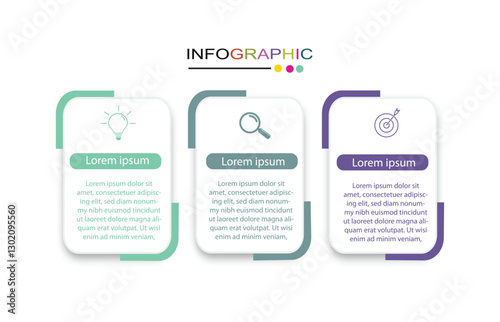 Infographic design business with 3 steps, options can be used for workflow diagram, info chart, web design. vector illustration.