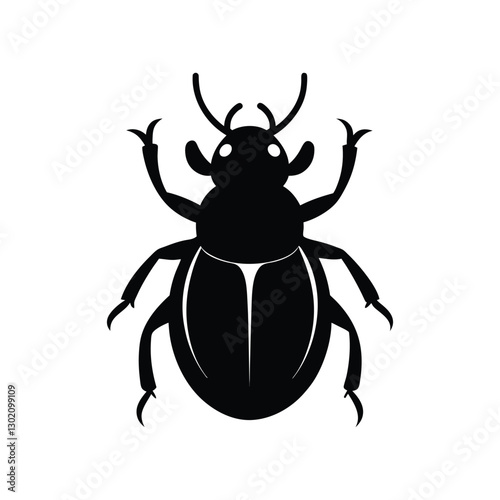 Dung beetle insects icon of silhouette black shape vector illustration 3011