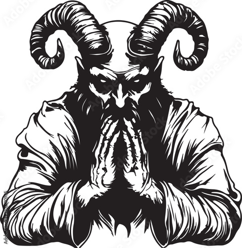 vector illustration of a devil worshiper