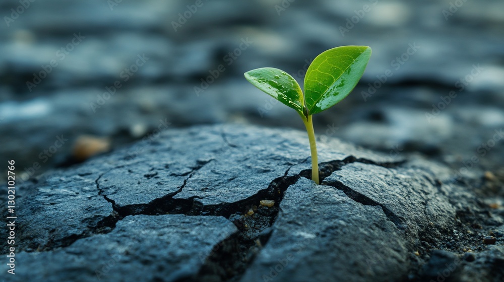 Resilience of Life, a tiny sprout emerges from cracked earth demonstrating hope Resilience of Life, a tiny sprout emerges from cracked earth demonstrating hope