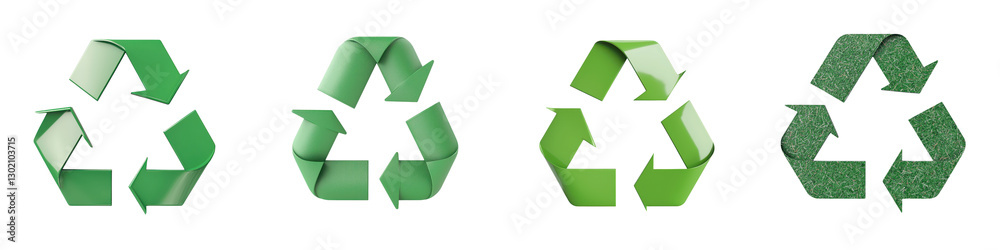 Obraz premium Set of recycling symbol icons in various shades of green color representing environmental sustainability resource conservation and the circular economy concept