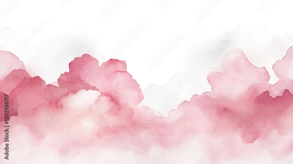 Fototapeta premium Soft Watercolor Sky with Gentle Pink Hues Blending into Light White Background, Creating a Serene and Uplifting Vibe for Inspirational Designs.