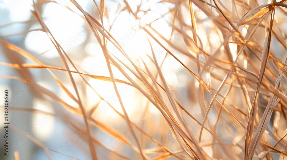 Obraz premium Sunlit Golden Grass Blades at Dawn