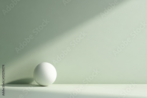 A small white sphere sitting on a green colored surface photo
