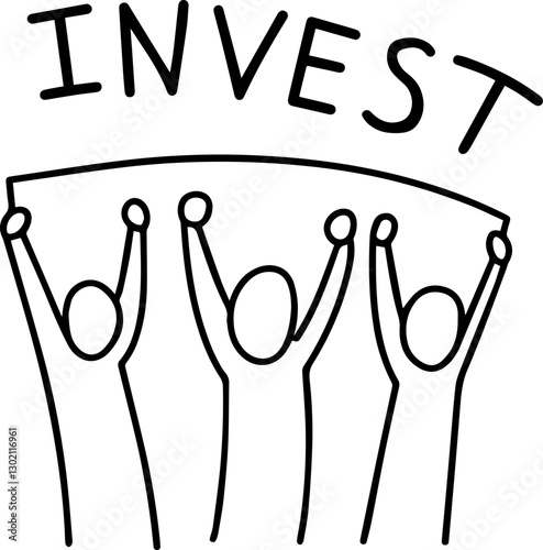 Startup founder concept People celebrating the concept of investment with raised arms.
