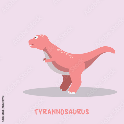 vector of cute tyrannosaurus with red color and smilling