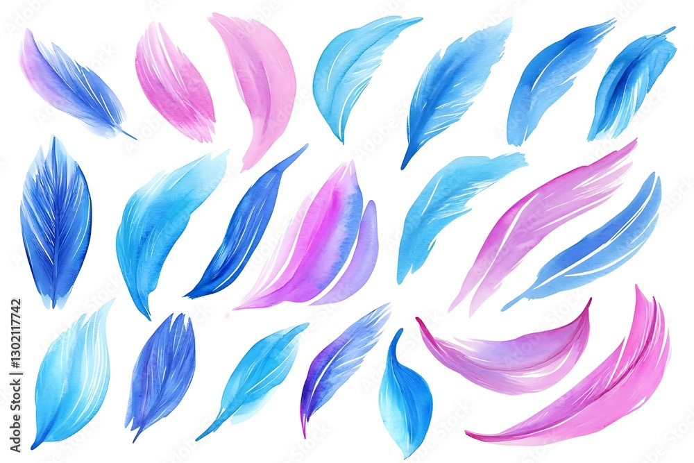 Blue paint brush stroke isolated on white background. Abstract watercolor painting. Blue paint brush stroke isolated on white background. Abstract watercolor painting.
