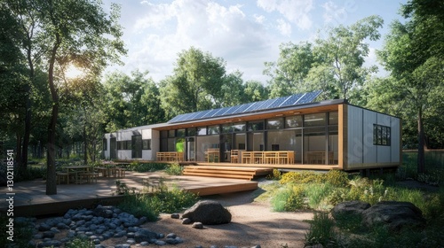 Eco-Friendly Modular School in a Wooded Setting