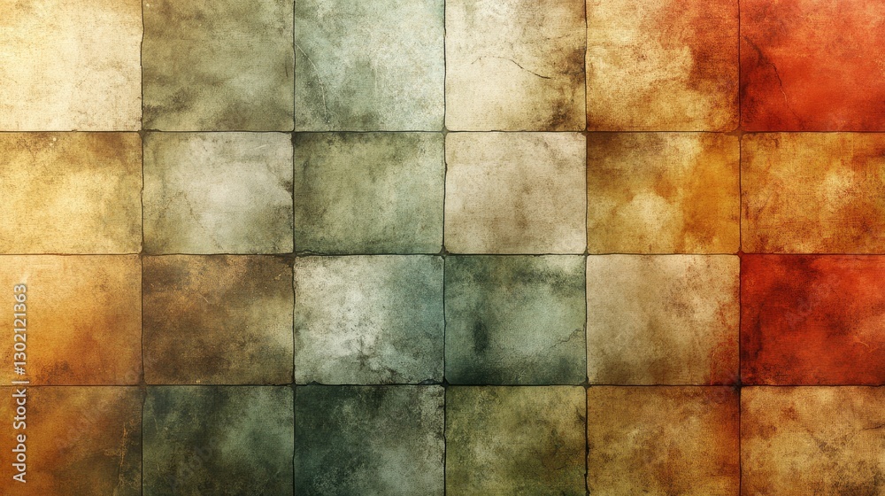 Fototapeta premium Vintage patterned tile wall background