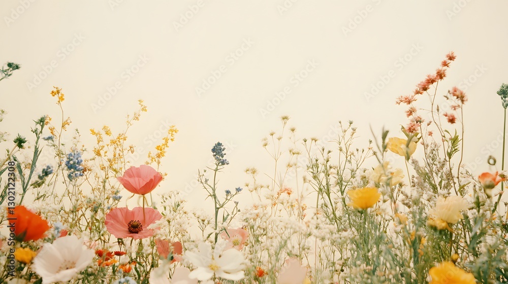 A beautiful display of colorful flowers blooming in the field A beautiful display of colorful flowers blooming in the field
