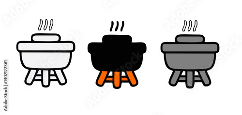 Grill bbq vector icon set illustration isolated on white background