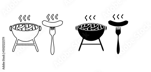 Grill bbq vector icon set illustration isolated on white background