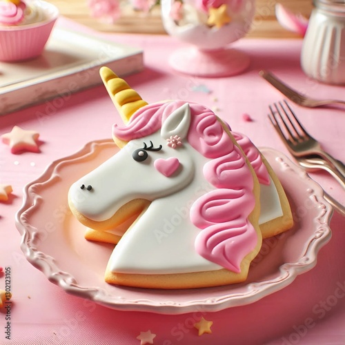 unicorn cookie on a table