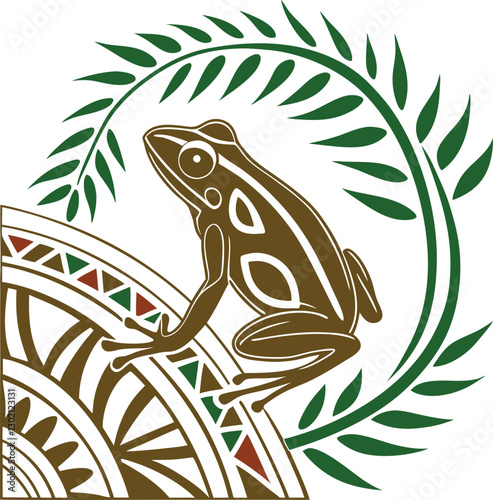 Amazonian Frog Tribal Style Cultural Aesthetic : A stunning mix of tribal patterns and wildlife, this ornate frog art reflects Amazonian nature and culture.

