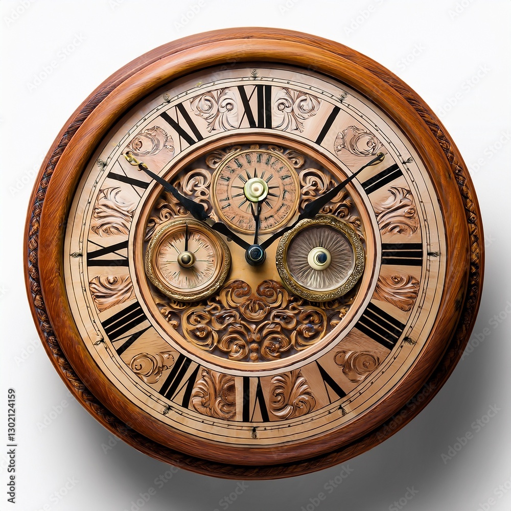 Obraz premium Wooden cuckoo clocks with rustic designs and intricate carvings traditional decor 