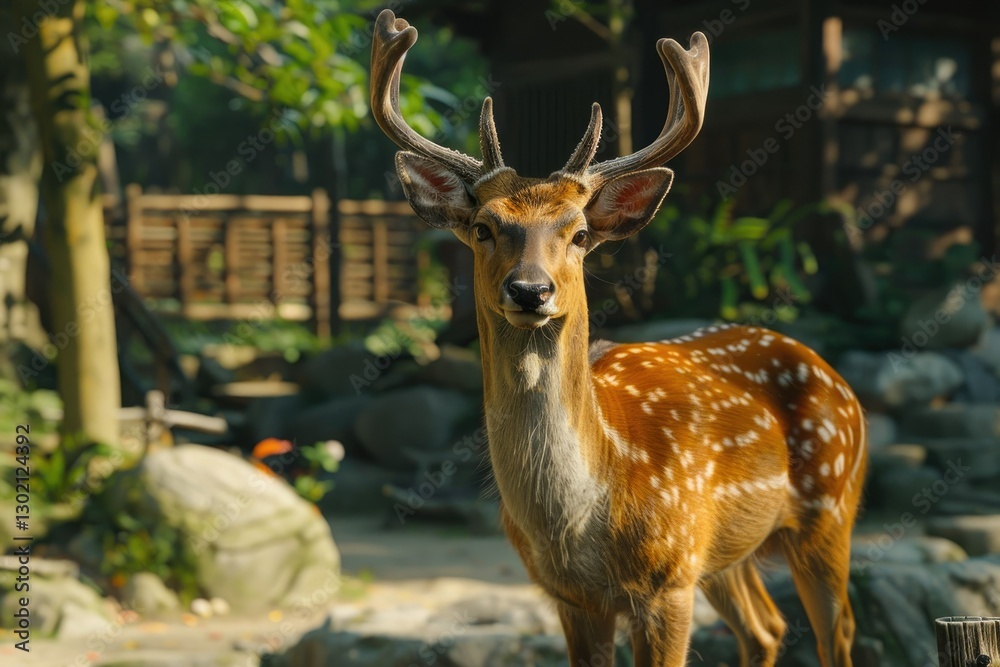 Detailed Visual of Deer at Zoo with Realistic Nature and Landscape Detailed Visual of Deer at Zoo with Realistic Nature and Landscape