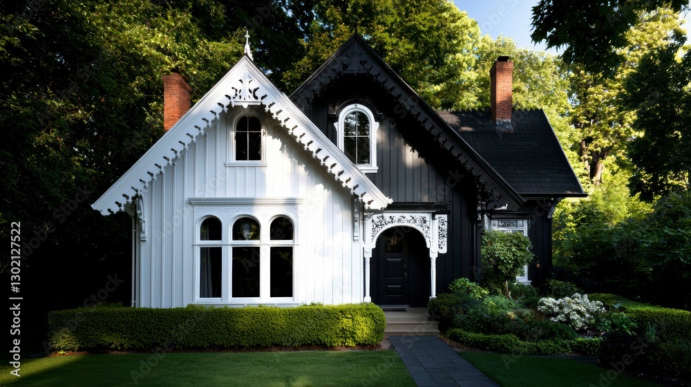 Contrasting Aesthetics in Two Houses with Black and White Design Nuances and Architectural Symmetry Contrasting Aesthetics in Two Houses with Black and White Design Nuances and Architectural Symmetry