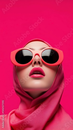 Elegant Woman in Pink Hijab and Trendy Sunglasses A Portrait of Modern Style Beauty and Fashion