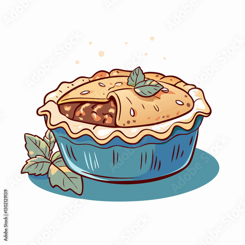 Colorful pie with flaky crust and mint garnish