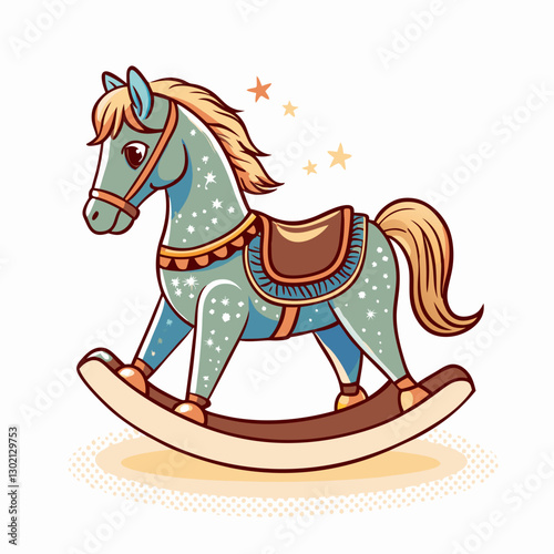 Rocking horse illustration with whimsical design