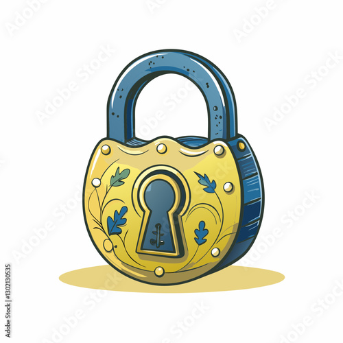 Colorful decorative padlock with floral patterns