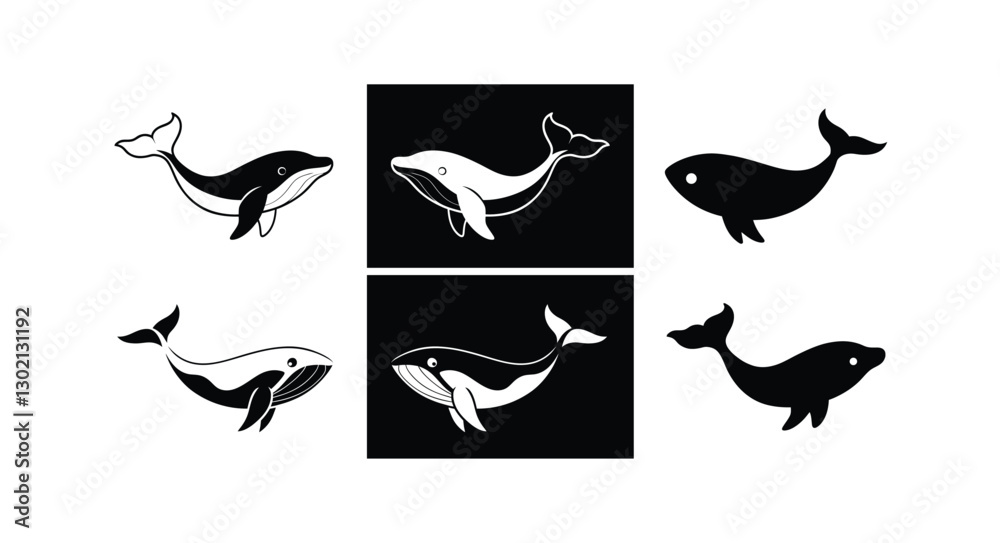 Fototapeta premium Sea whale silhouette vector illustration
