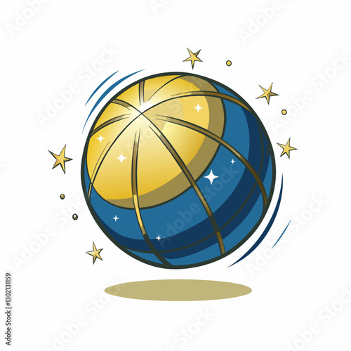 Abstract globe illustration with stars and swirls
