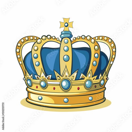 Golden crown with blue velvet interior