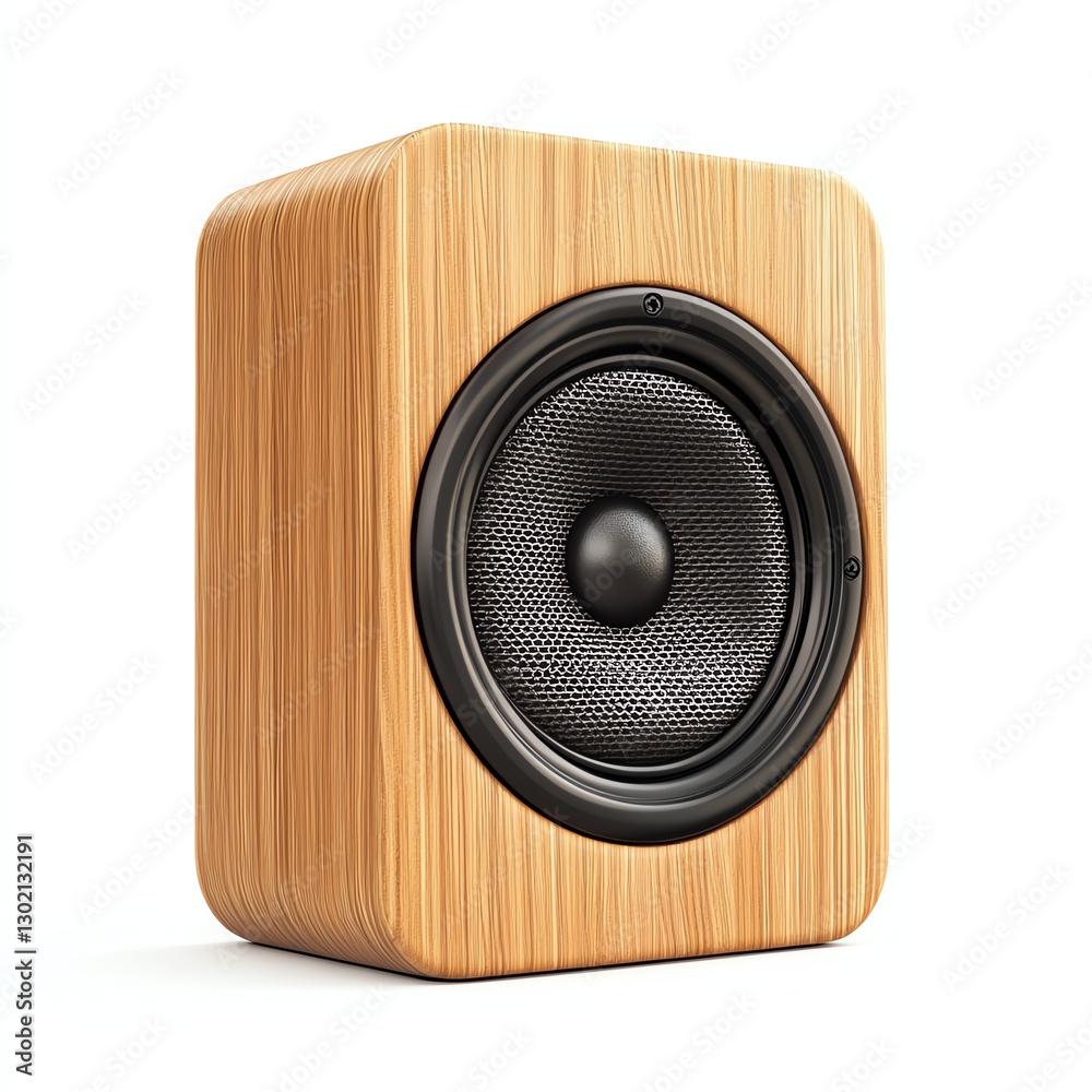Stylish wooden speaker on a white isolated background. Stylish wooden speaker on a white isolated background.