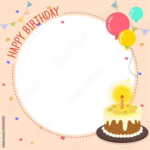 사진꾸미기, 포토프레임, 풍선과 가렌더, 신나는 생일축하 프레임 배경일러스트.벡터 일러스트 디자인