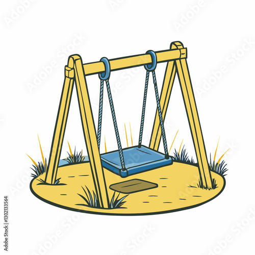 Swing set in a grassy playground