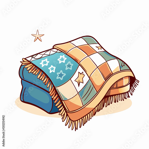 Colorful quilt with stars on a cozy surface