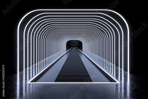 Neon Arch Tunnel Entrance