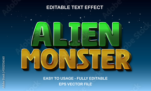 Alien monster cartoon text effect
