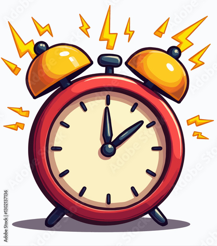 Cartoon Alarm Clock with Ringing Effects, transparent background