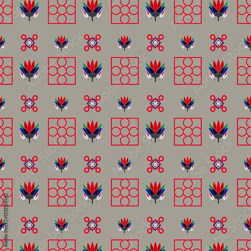 Abstract flowers resembling a lotus on a gray background for postcards, presentations, websites, textiles.