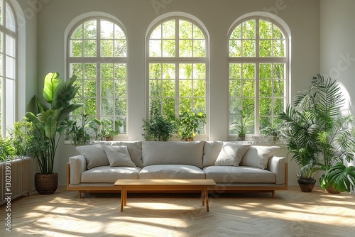 Modern Living Room with Sunlight