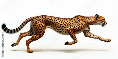 Cheetah Running with Black Spotted Coat and Tail
