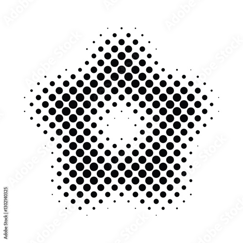 design element, dotted halftone pattern, star, flower silhouette, magazine style blank, isolated on transparent background