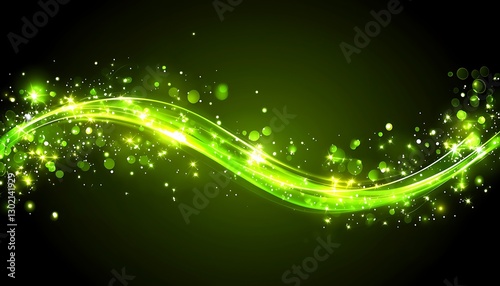 Glowing Green Wave, Dark Background