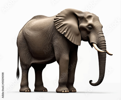 Full body of an elephant with transparent background