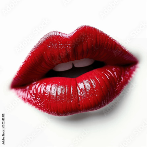 Glossy Red Lips with Transparent Background