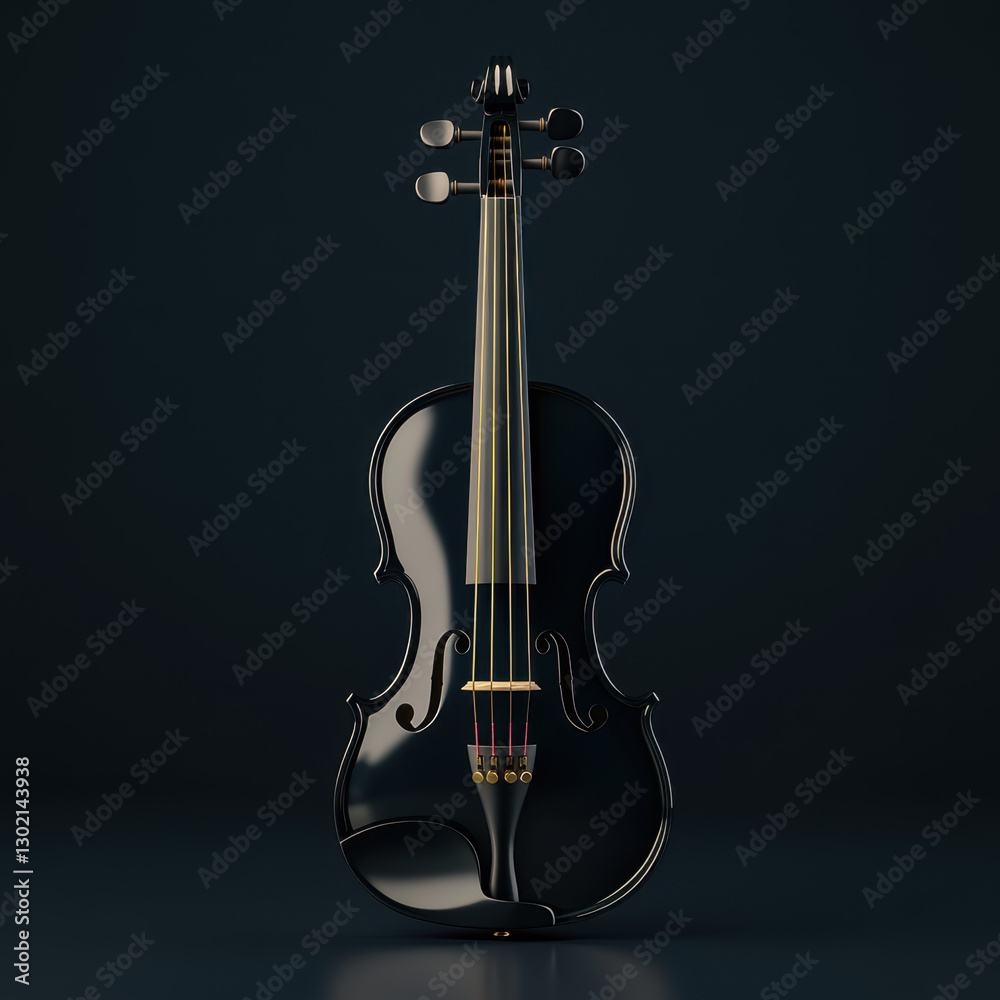 Fototapeta premium highly detailed black violin with glossy finish, showcasing elegant curves and strings, perfect for music lovers and artists