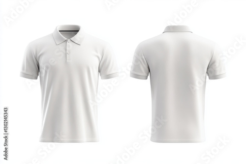 plain white polo shirt displayed from front and back, showcasing its simple design and versatile style. Perfect for casual or professional settings
