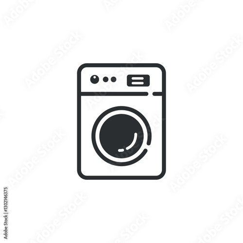 Vector illustration design outline of minimalist washing machine icon.