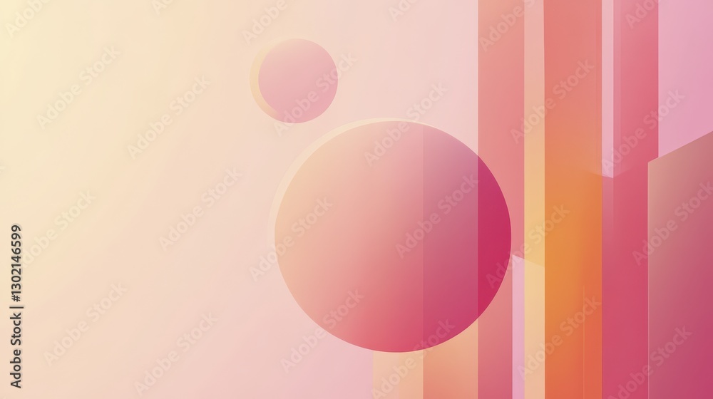 Obraz premium Abstract Pastel Pink and Orange Geometric Shapes Design Background Wallpaper