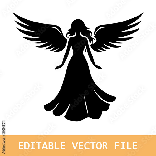 Female angel vector black icon on white background