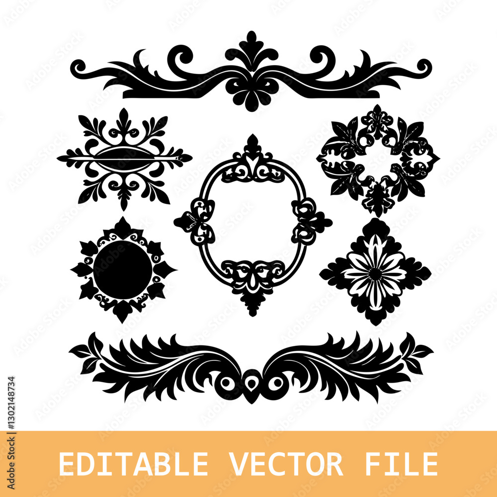 Naklejka premium Hand drawn decorative wedding ornaments collection