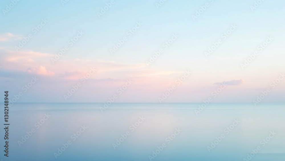 minimalist seascape photo of a peaceful ocean at daybreak sky is filled with soft pink to light blue pastel clouds clouds are reflected minimalist seascape photo of a peaceful ocean at daybreak sky is filled with soft pink to light blue pastel clouds clouds are reflected